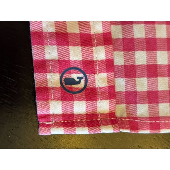 Vineyard Vines Shirt On-The-Go Performance Pink White Gingham Men XL Long Sleeve - Picture 7 of 13